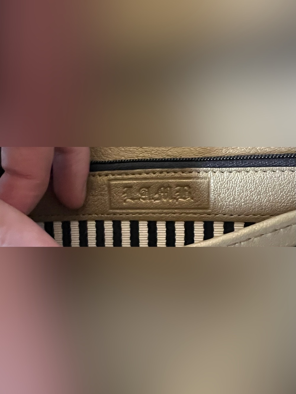 L.A.M.B. Dorset Gold Wallet Embossed with Black and White Faux Snakeskin - Picture 12 of 15